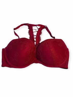 VICTORIA’S SECRET Red Lace Push-Up Lace-Up Racerback Bra 38D